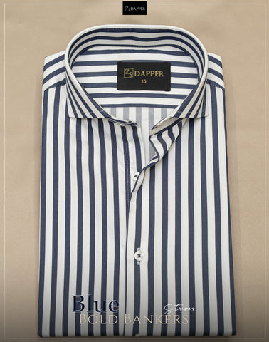 Blue Bold Bankers Stripes.