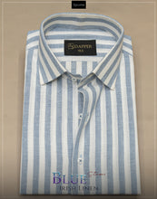 Blue Stripes Irish Linen.