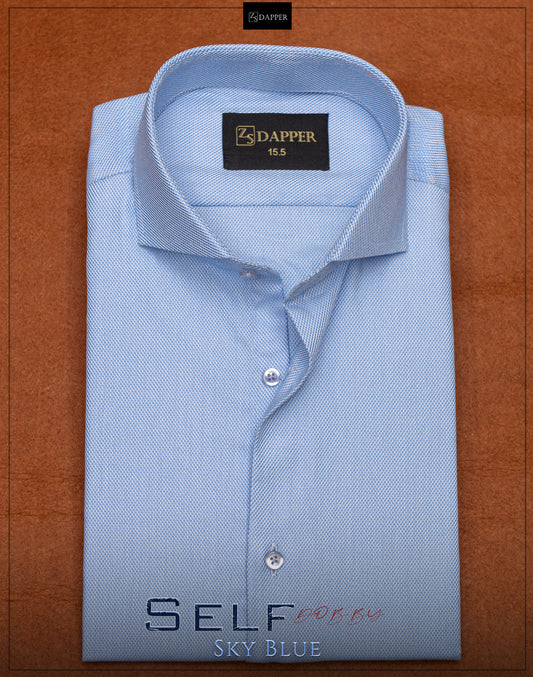 Sky Blue Self Dobby. 