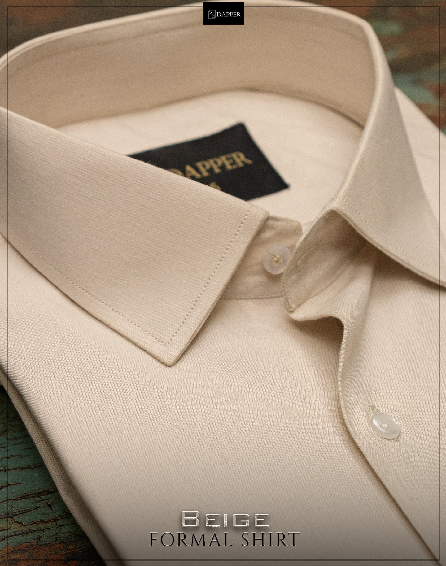 Beige Formal shirt.