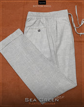 Sea Green Linen Pleated Trouser.