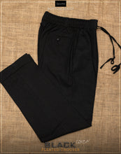 Black Linen Pleated Trouser.