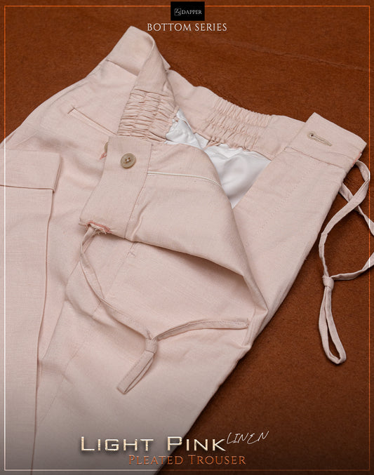 Light Pink Linen Pleated Trouser